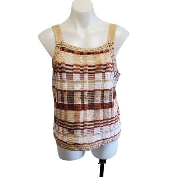 Banana Republic Ribbed Knit Orange Brown Tank Top Vintage Retro Style Med NWOT - Picture 1 of 9